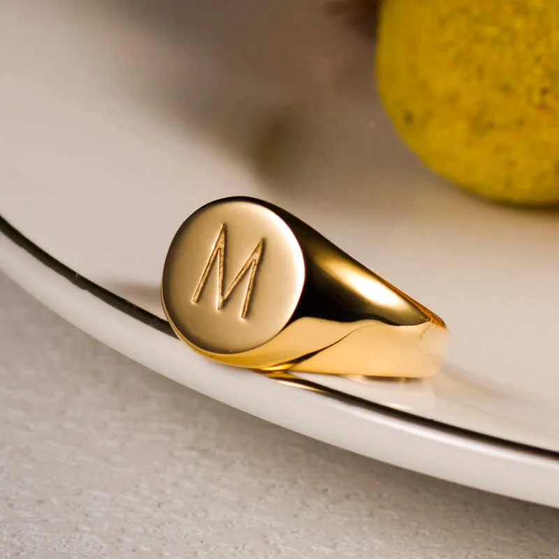Men's Simple Round Fashion Polished Seal Ring