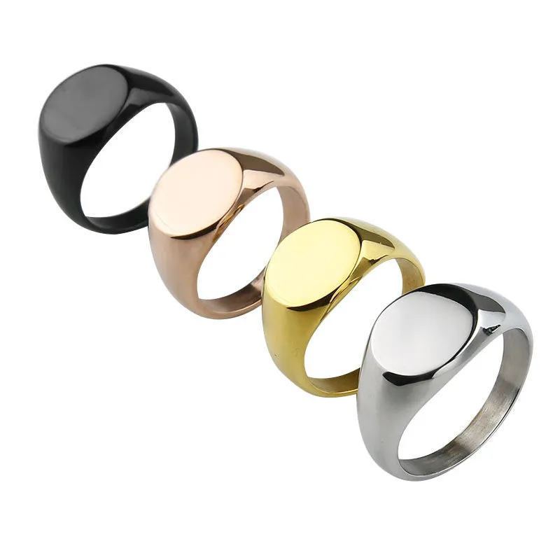 Men's Simple Round Fashion Polished Seal Ring