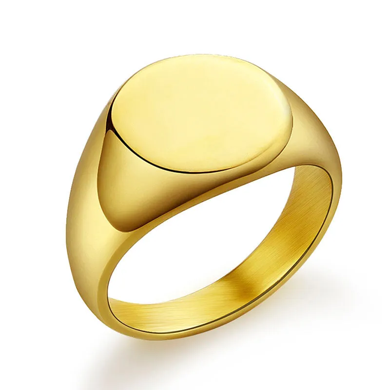 Men's Simple Round Fashion Polished Seal Ring