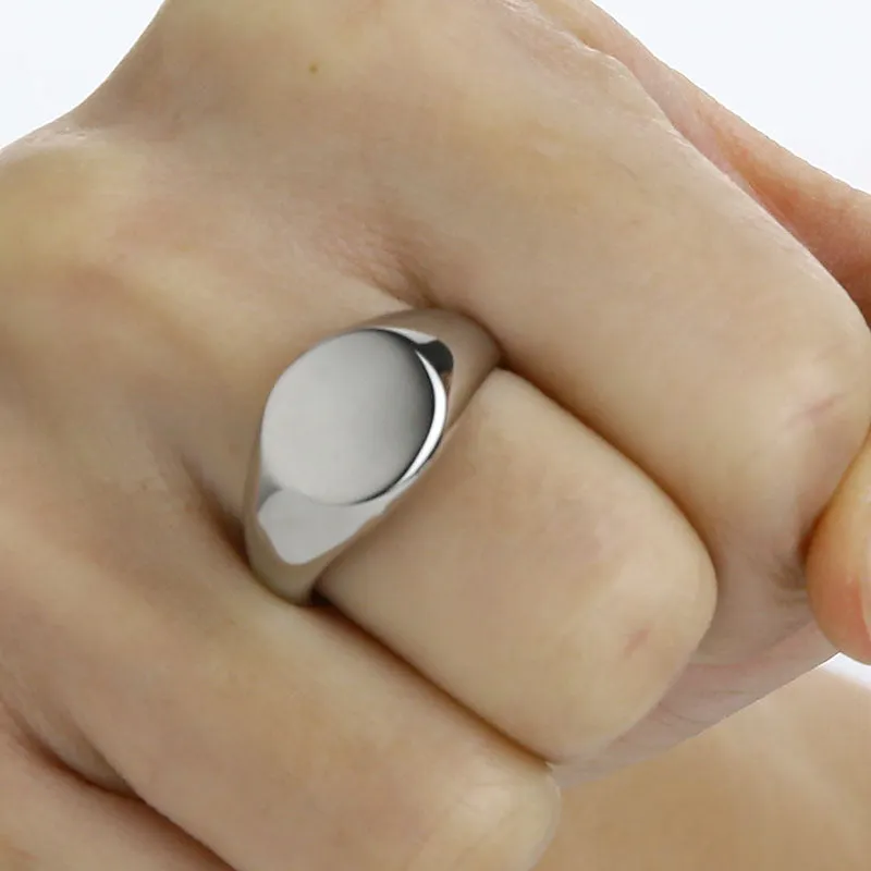 Men's Simple Round Fashion Polished Seal Ring