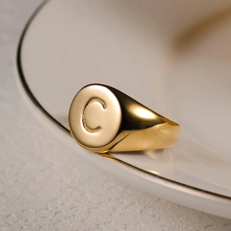 Men's Simple Round Fashion Polished Seal Ring