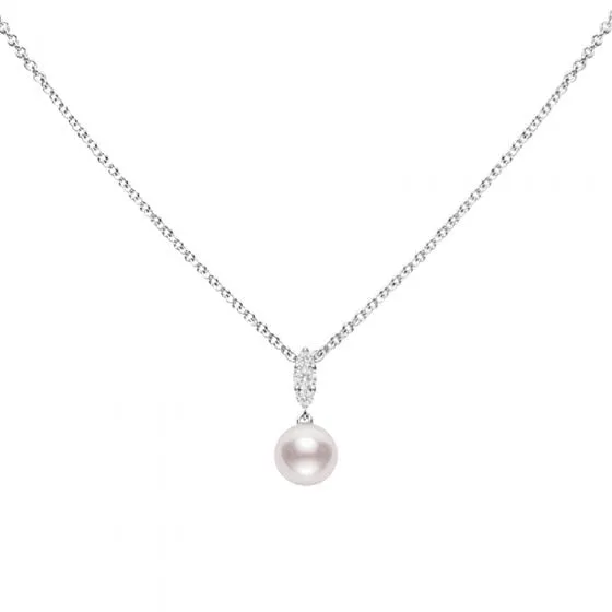 Mikimoto 18K White Gold Morning Dew Akoya Pearl Necklace
