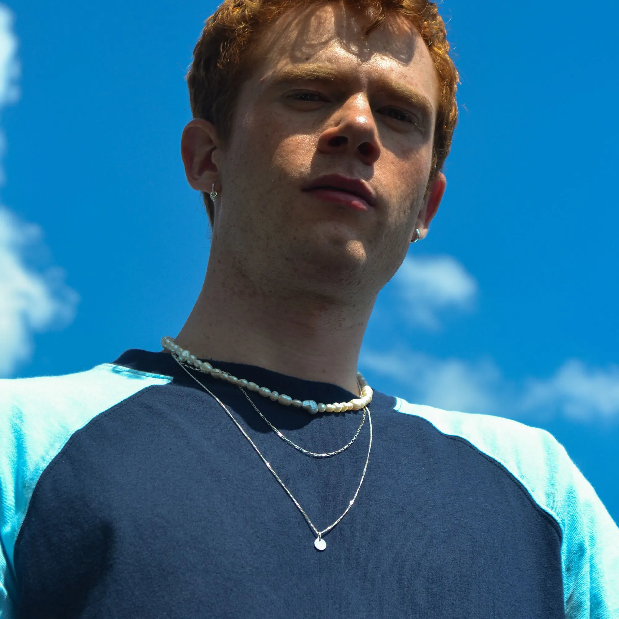 Mini coin necklace silver for men