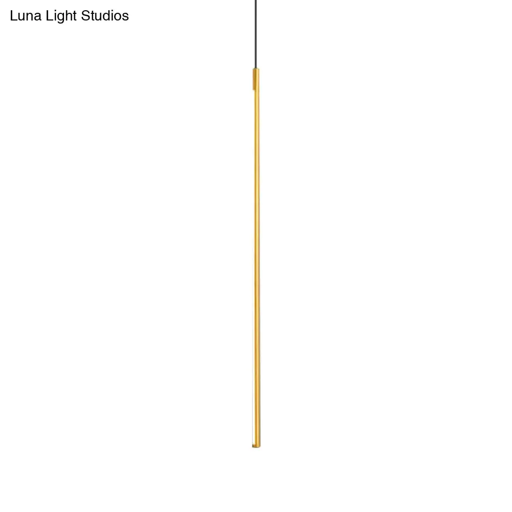 Minimalist Metallic LED Linear Pendant Lamp in Black/Gold with Warm/White Light - Suspended Lighting Fixture