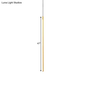 Minimalist Metallic LED Linear Pendant Lamp in Black/Gold with Warm/White Light - Suspended Lighting Fixture