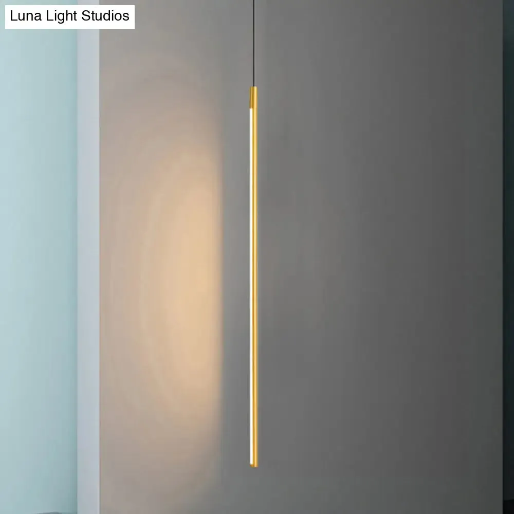 Minimalist Metallic LED Linear Pendant Lamp in Black/Gold with Warm/White Light - Suspended Lighting Fixture