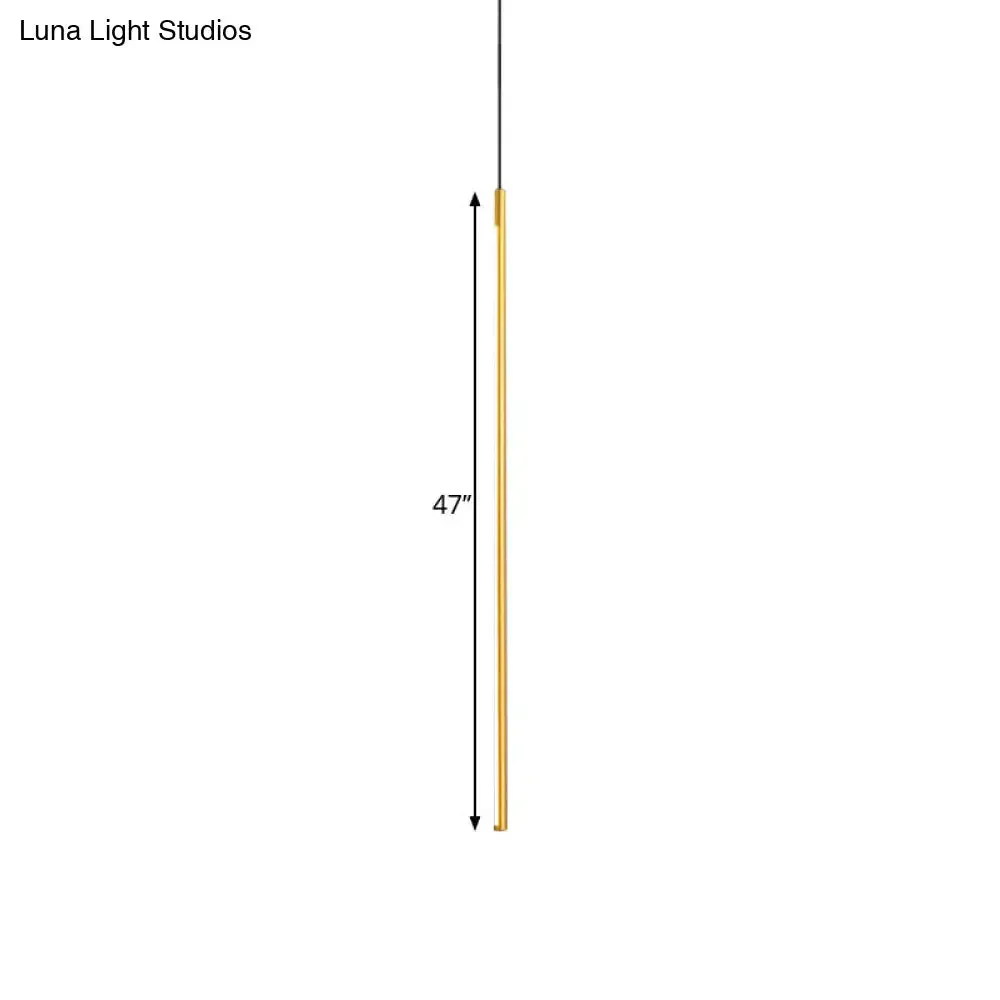 Minimalist Metallic LED Linear Pendant Lamp in Black/Gold with Warm/White Light - Suspended Lighting Fixture