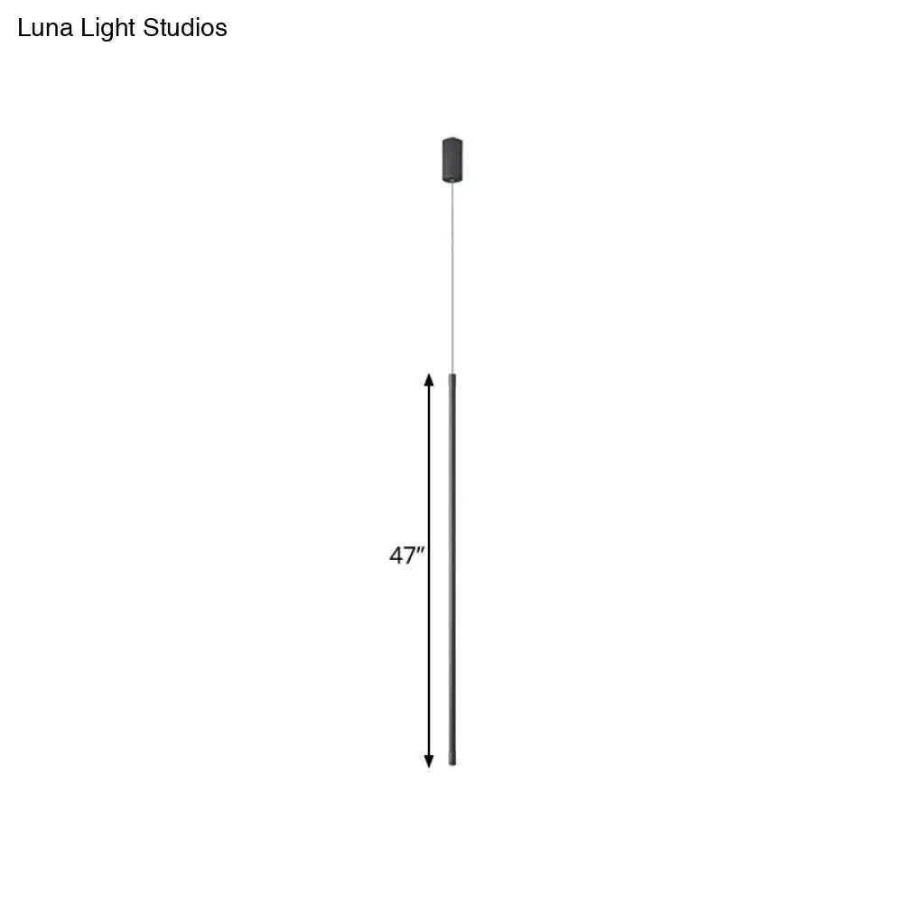 Minimalist Metallic LED Linear Pendant Lamp in Black/Gold with Warm/White Light - Suspended Lighting Fixture