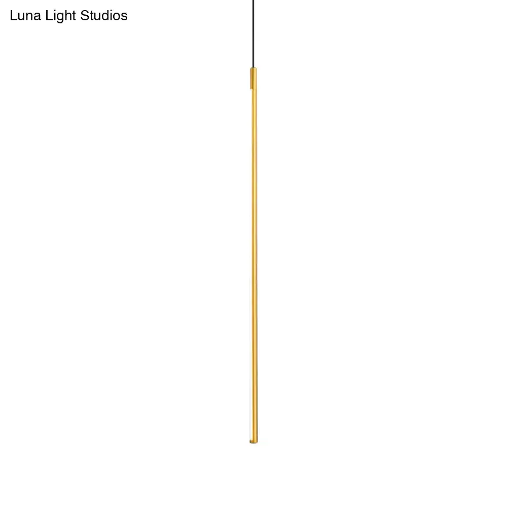 Minimalist Metallic LED Linear Pendant Lamp in Black/Gold with Warm/White Light - Suspended Lighting Fixture