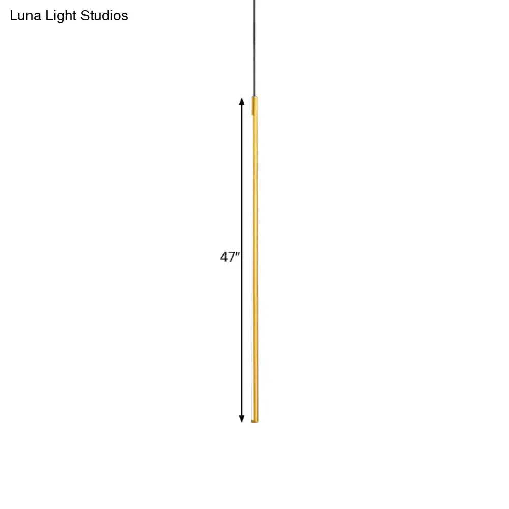 Minimalist Metallic LED Linear Pendant Lamp in Black/Gold with Warm/White Light - Suspended Lighting Fixture