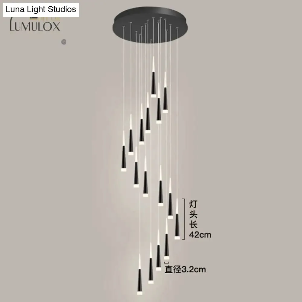 Minimalist Metallic Multi Ceiling Light  Staircase Suspension Lighting with Acrylic Shade