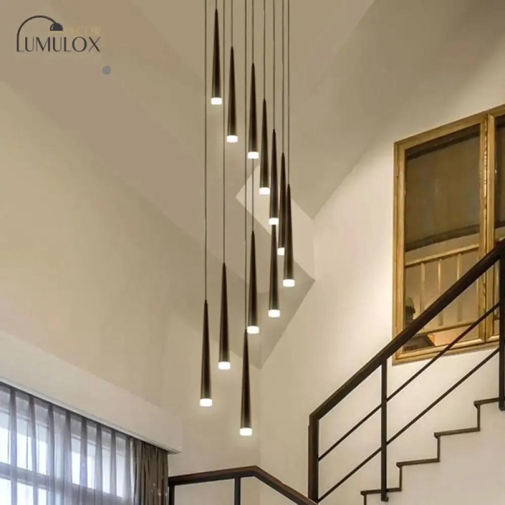 Minimalist Metallic Multi Ceiling Light  Staircase Suspension Lighting with Acrylic Shade