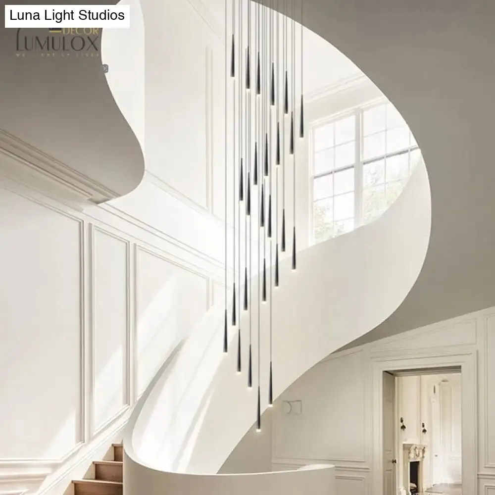 Minimalist Metallic Multi Ceiling Light  Staircase Suspension Lighting with Acrylic Shade