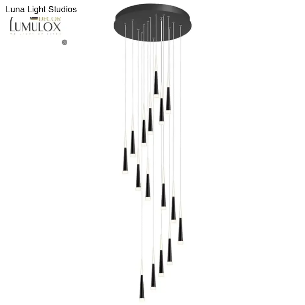 Minimalist Metallic Multi Ceiling Light  Staircase Suspension Lighting with Acrylic Shade