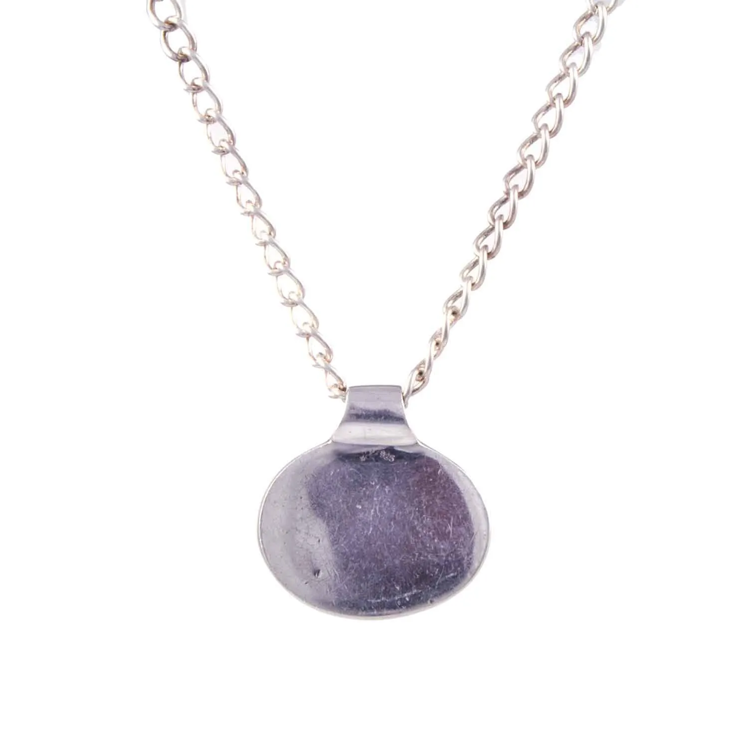 Minimalist Vintage Sterling Silver Amber Pendant and Chain