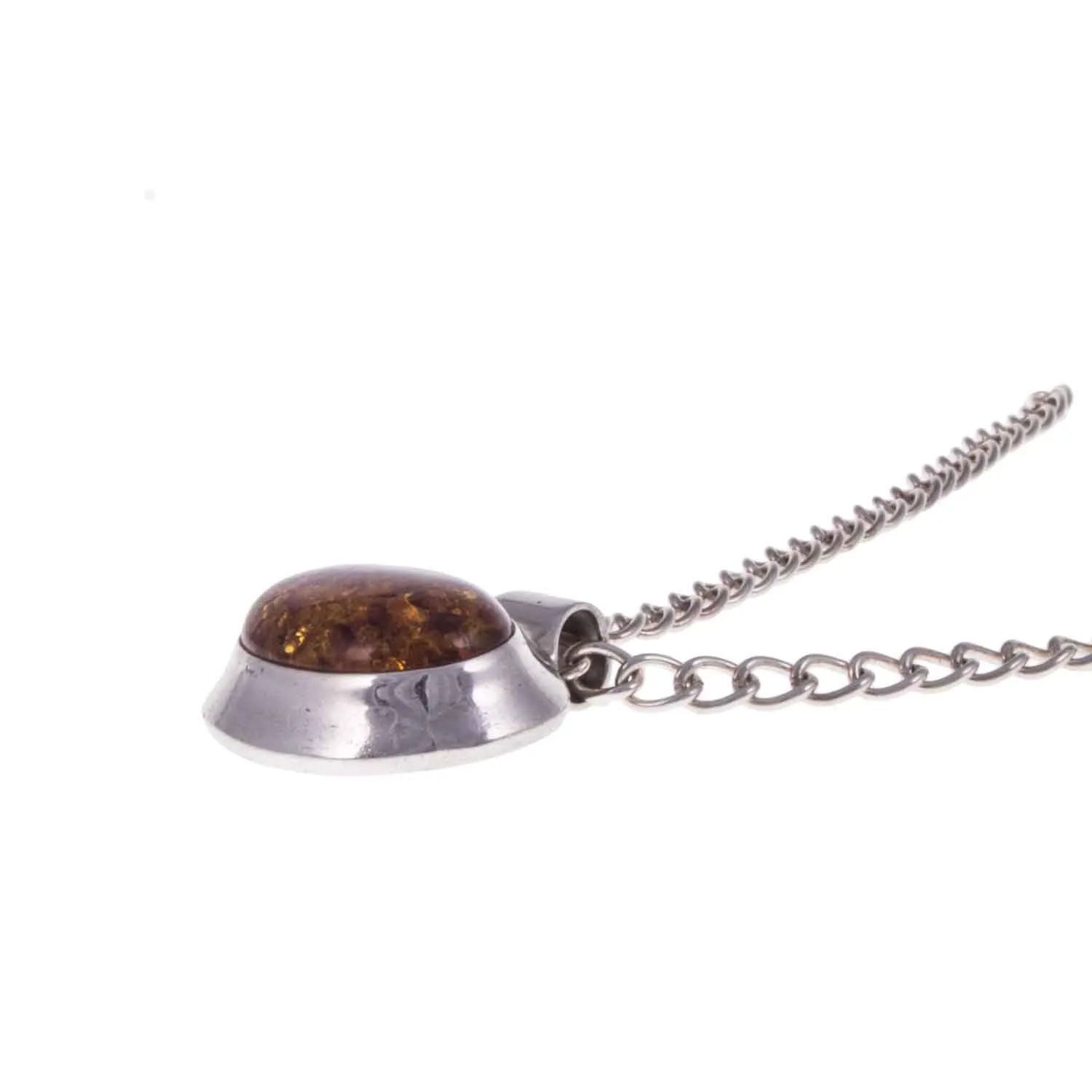 Minimalist Vintage Sterling Silver Amber Pendant and Chain
