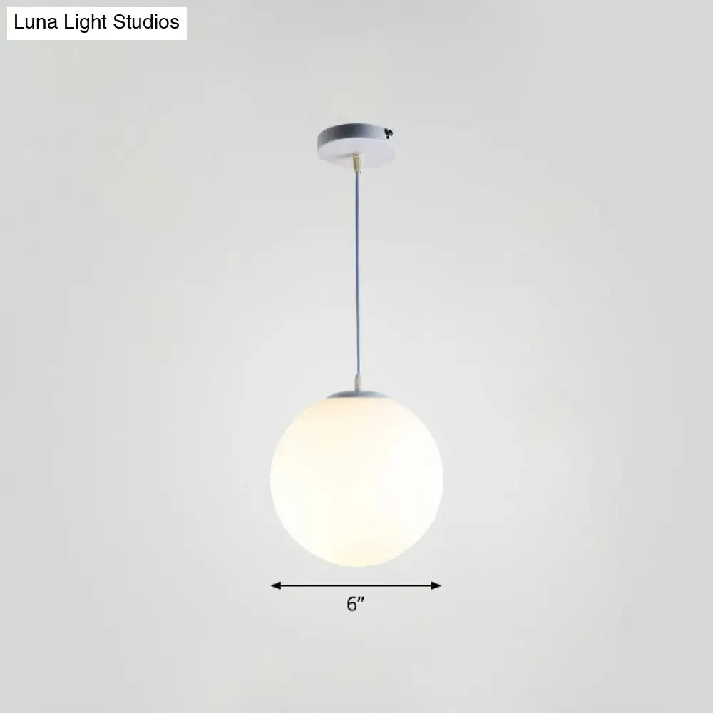 Minimalist White Sphere Opal Glass Ceiling Lamp for Single Restaurant