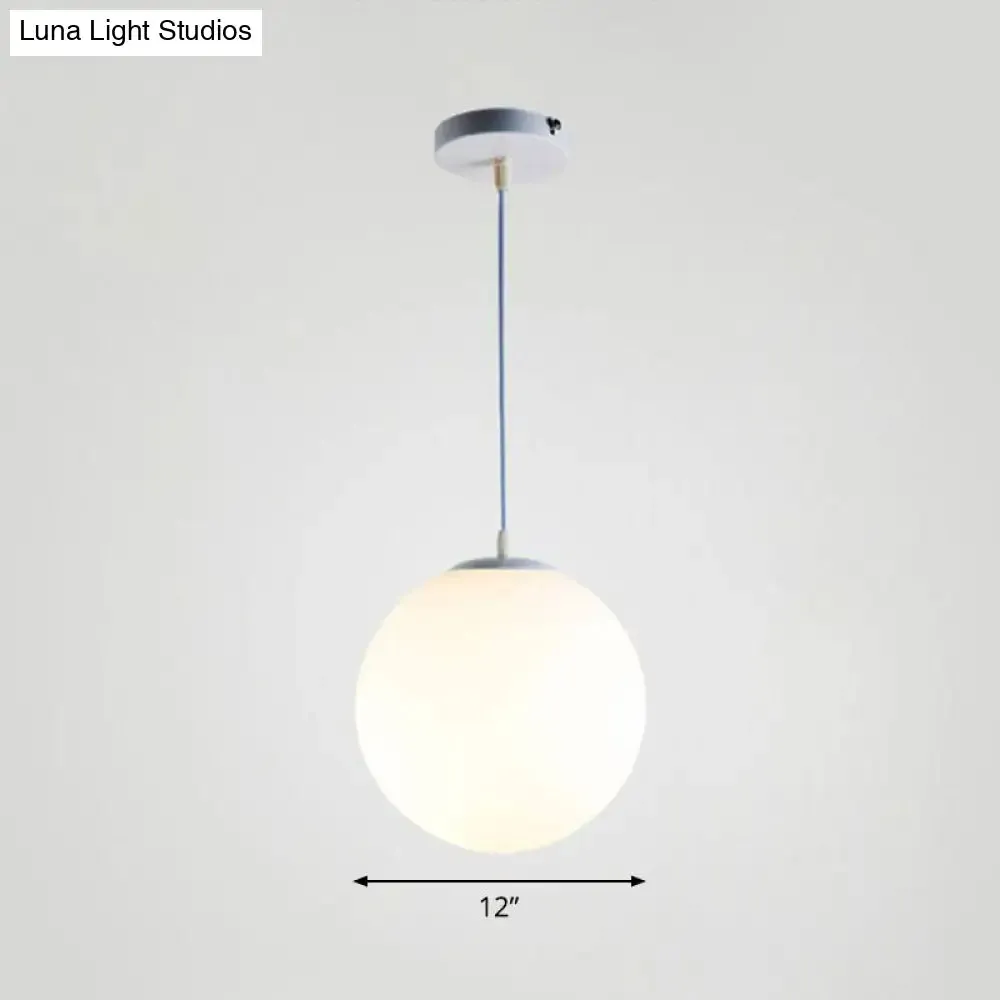 Minimalist White Sphere Opal Glass Ceiling Lamp for Single Restaurant