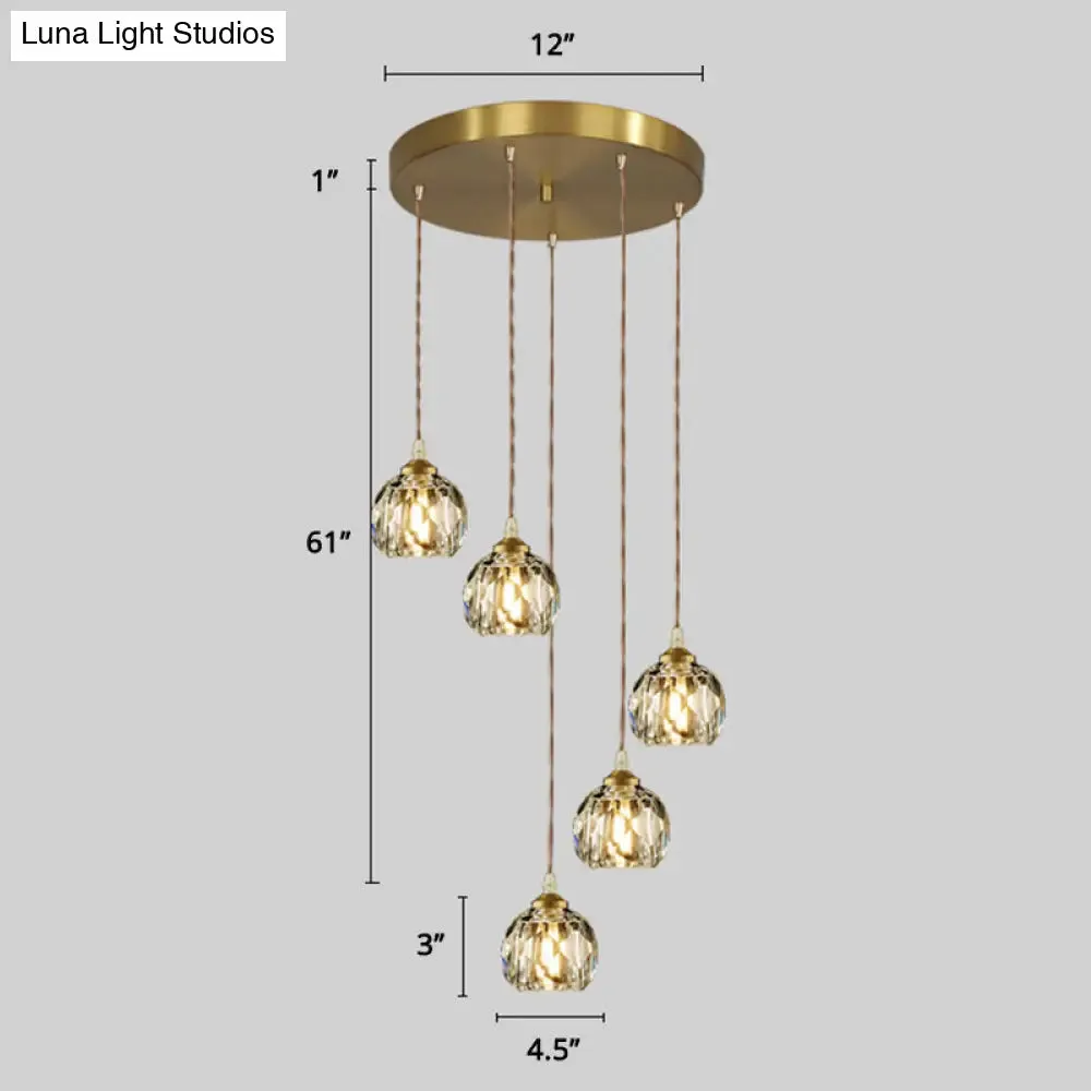 Minimalistic Gold Spiral Cluster Pendant Light for Living Room