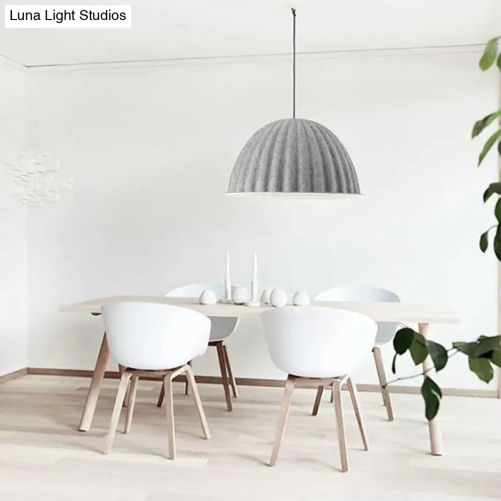Modern Grey Pendant Light with Bowl Metal Shade for Living Room Ceiling