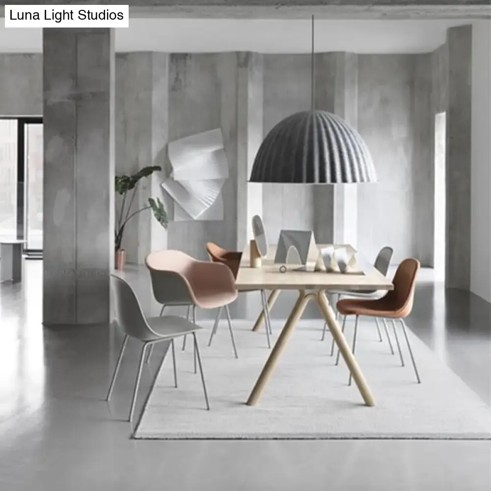 Modern Grey Pendant Light with Bowl Metal Shade for Living Room Ceiling