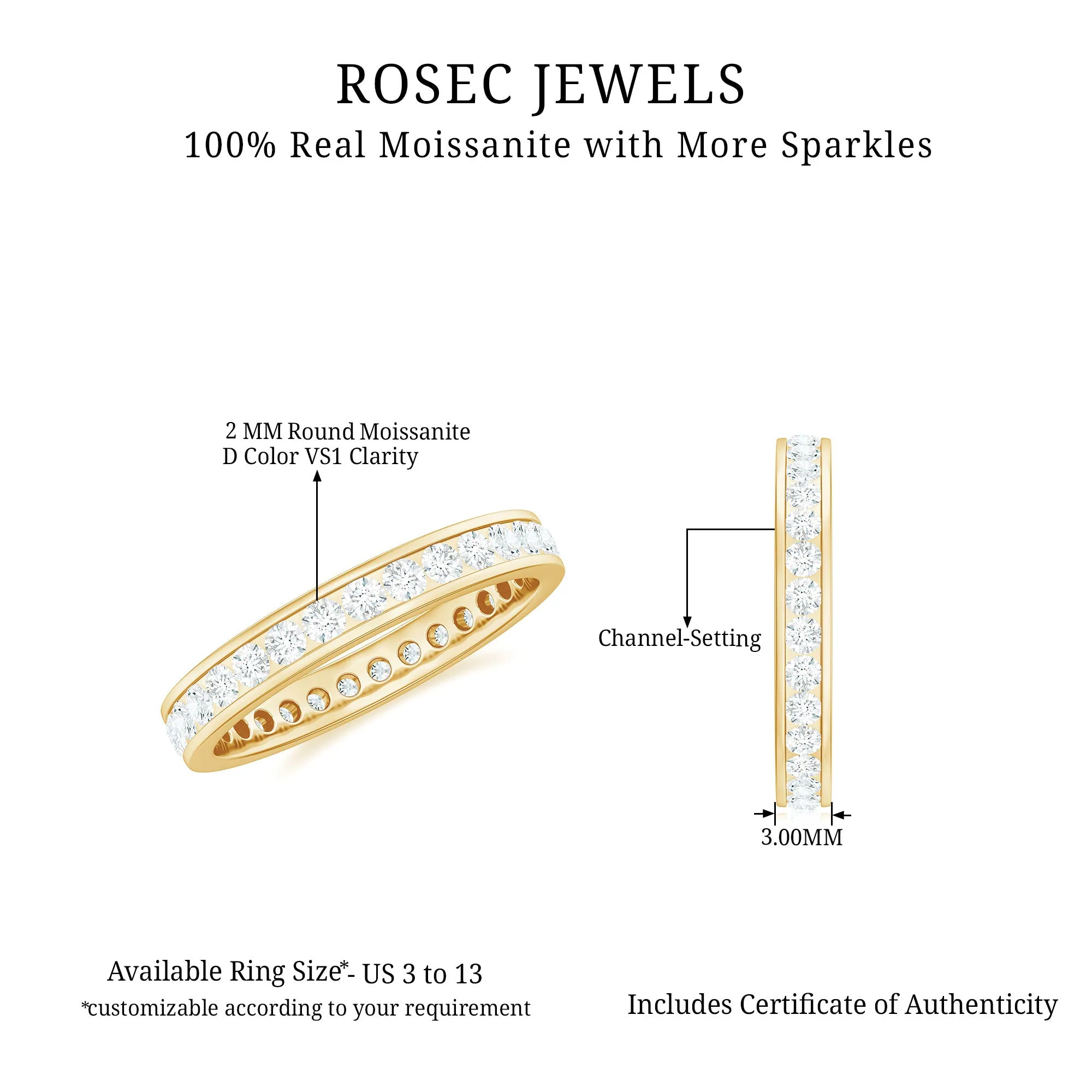 Moissanite Simple Full Eternity Band Ring