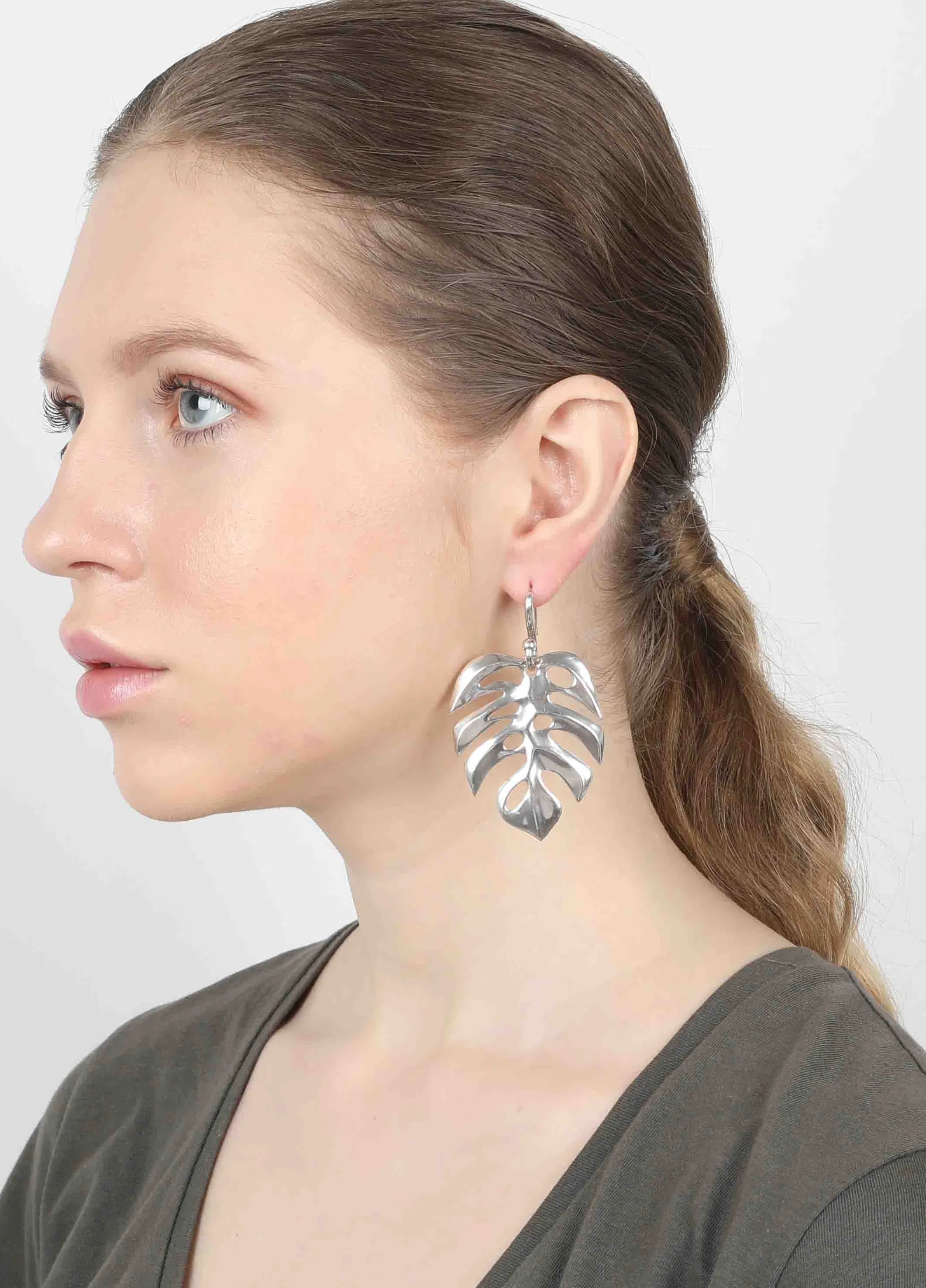Monstera Earrings - French Brass Jewelry for Timeless Elegance