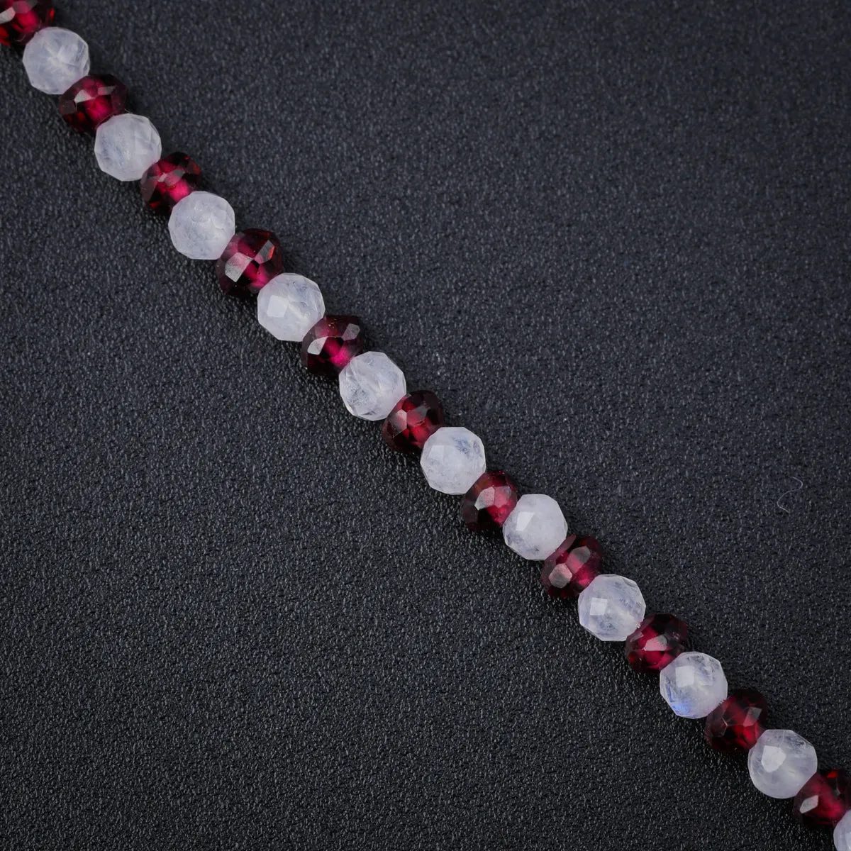 Moonstone and Garnet Silver Necklace