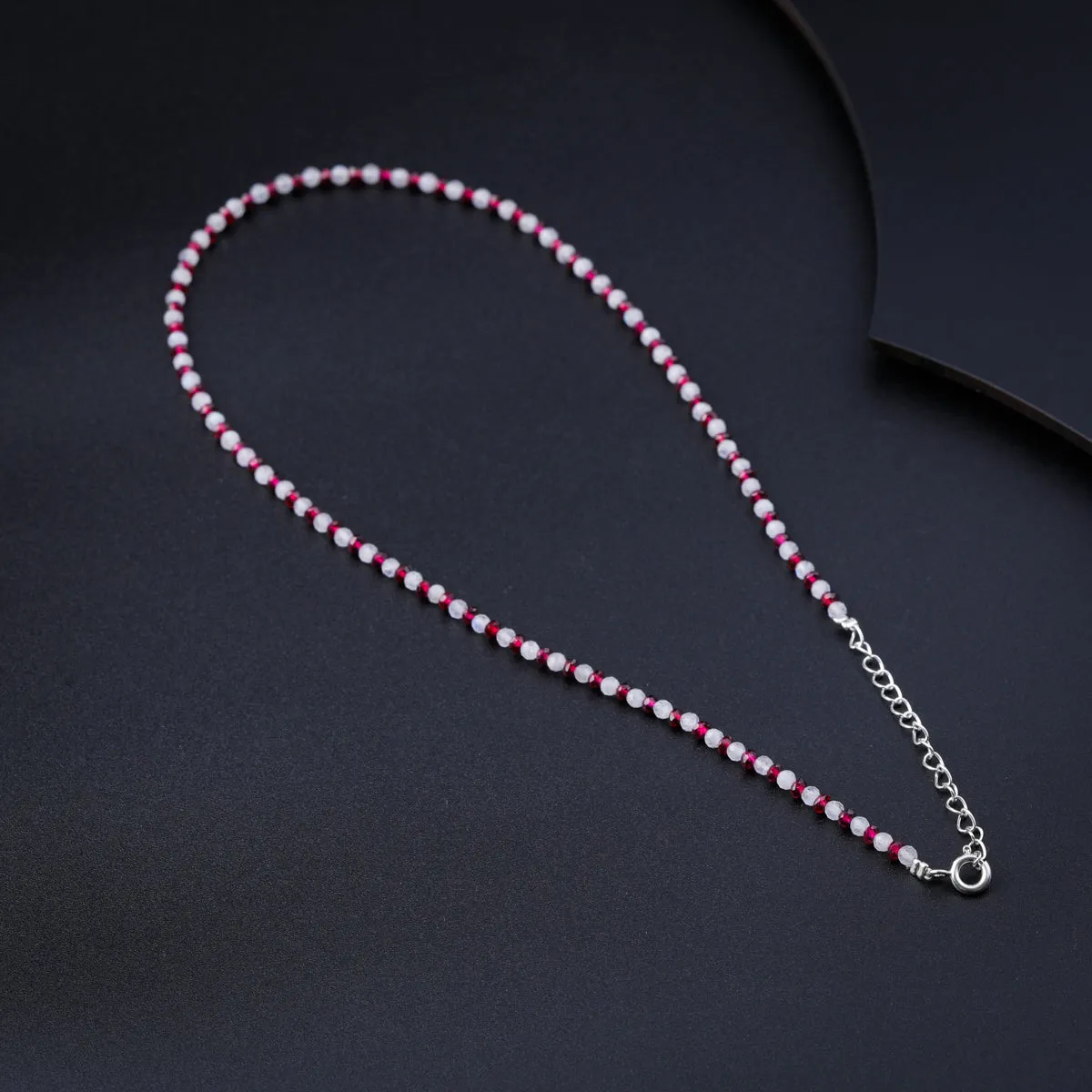 Moonstone and Garnet Silver Necklace