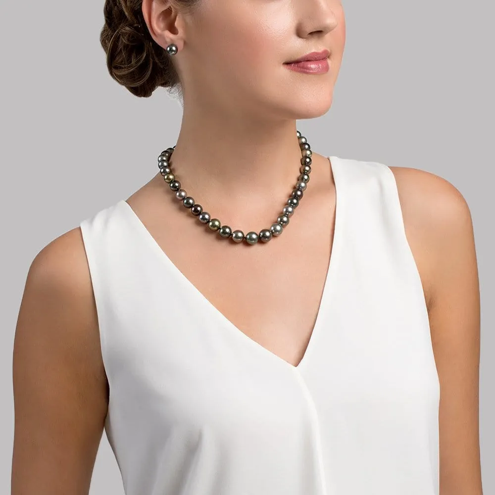 Multi-Color Tahitian True Round Pearl Necklace, 9.0-11.0mm - AAAA Quality
