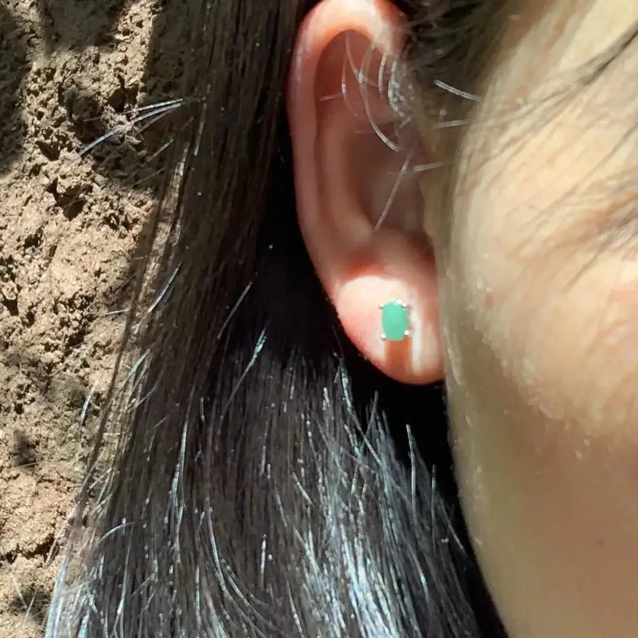 Natural Emerald Earrings 925 Silver Studs