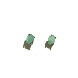 Natural Emerald Earrings 925 Silver Studs