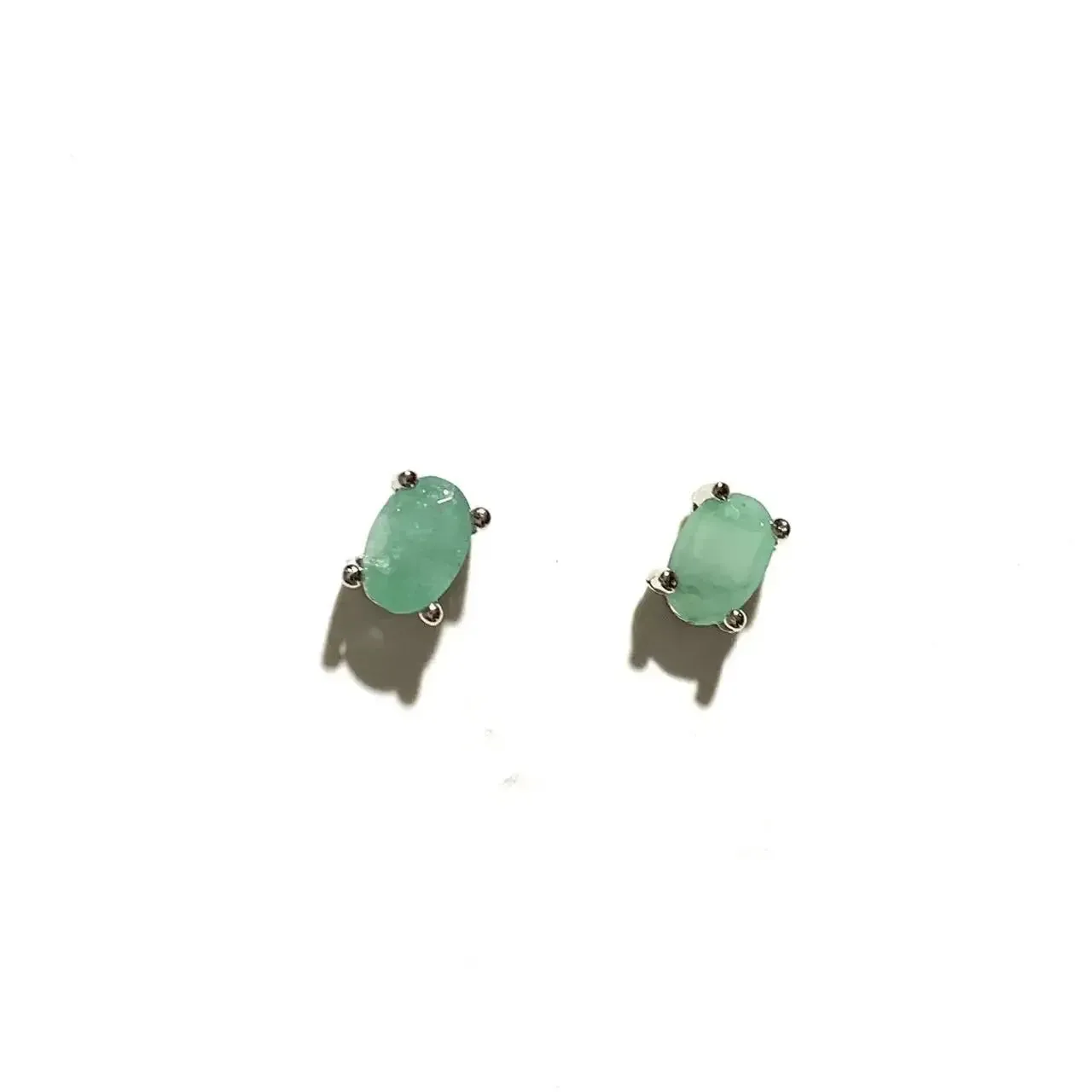 Natural Emerald Earrings 925 Silver Studs