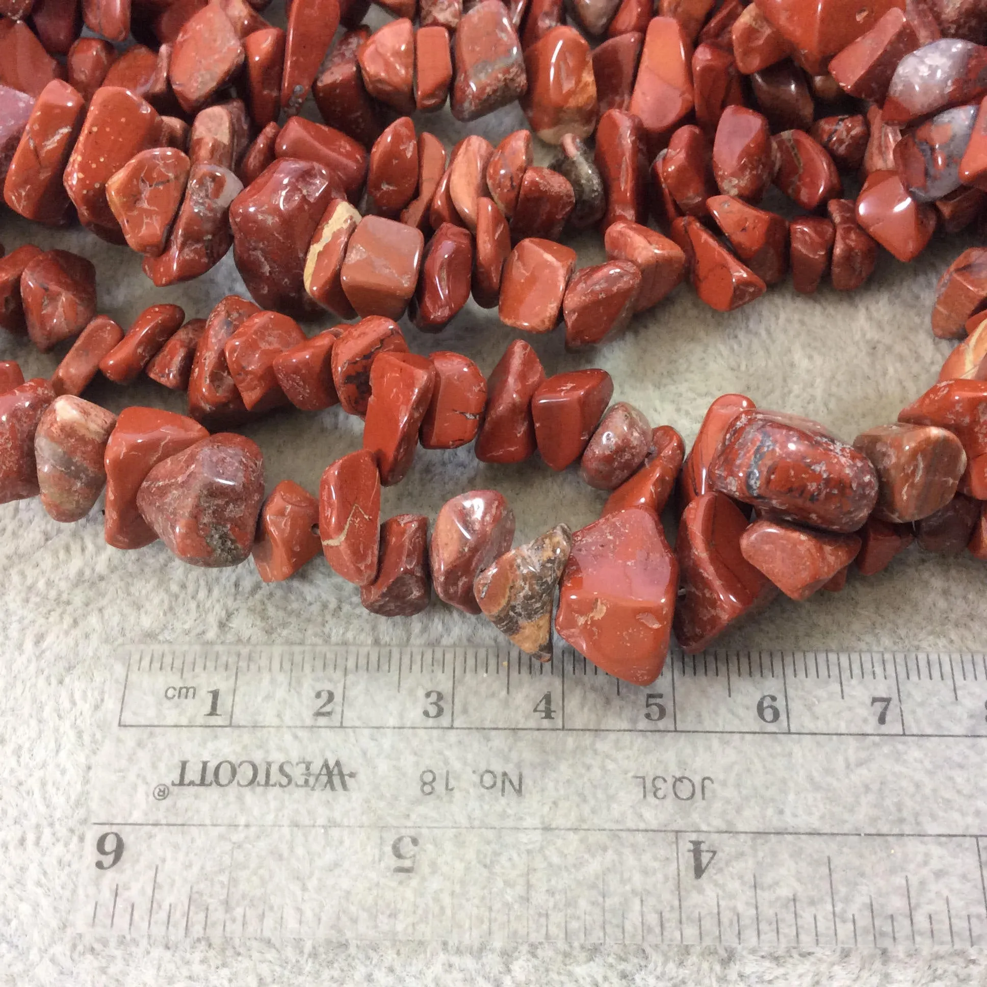 Natural Red Jasper Chunky Nugget Shaped Beads with 1mm Holes - Sold by 16" Strands (Approx. 75-80 Beads) - Measuring 10-15mm Wide