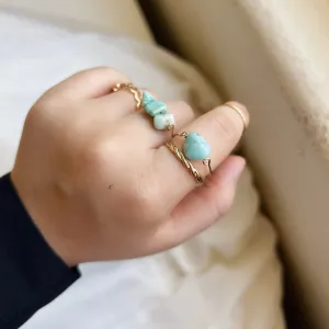 Natural Stone Stackable Ring Set, Natural Stone 5 Pieces Stacked Ring Set, Boho Style Multiple Finger Rings