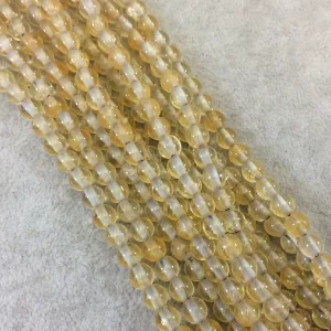Natural Yellow Citrine Smooth Glossy Round/Ball Shaped Beads With 2mm Holes - 7.5" Strand- LARGE HOLE BEADS