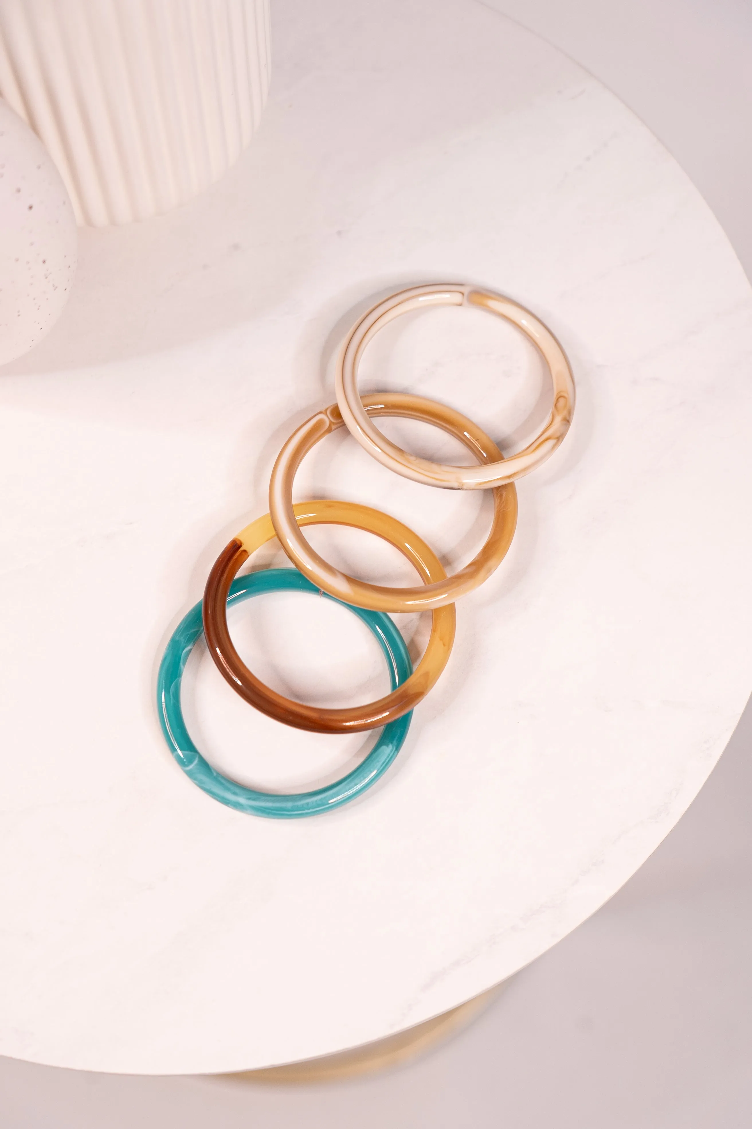 Olive Bangle Stack In Turquoise Mix