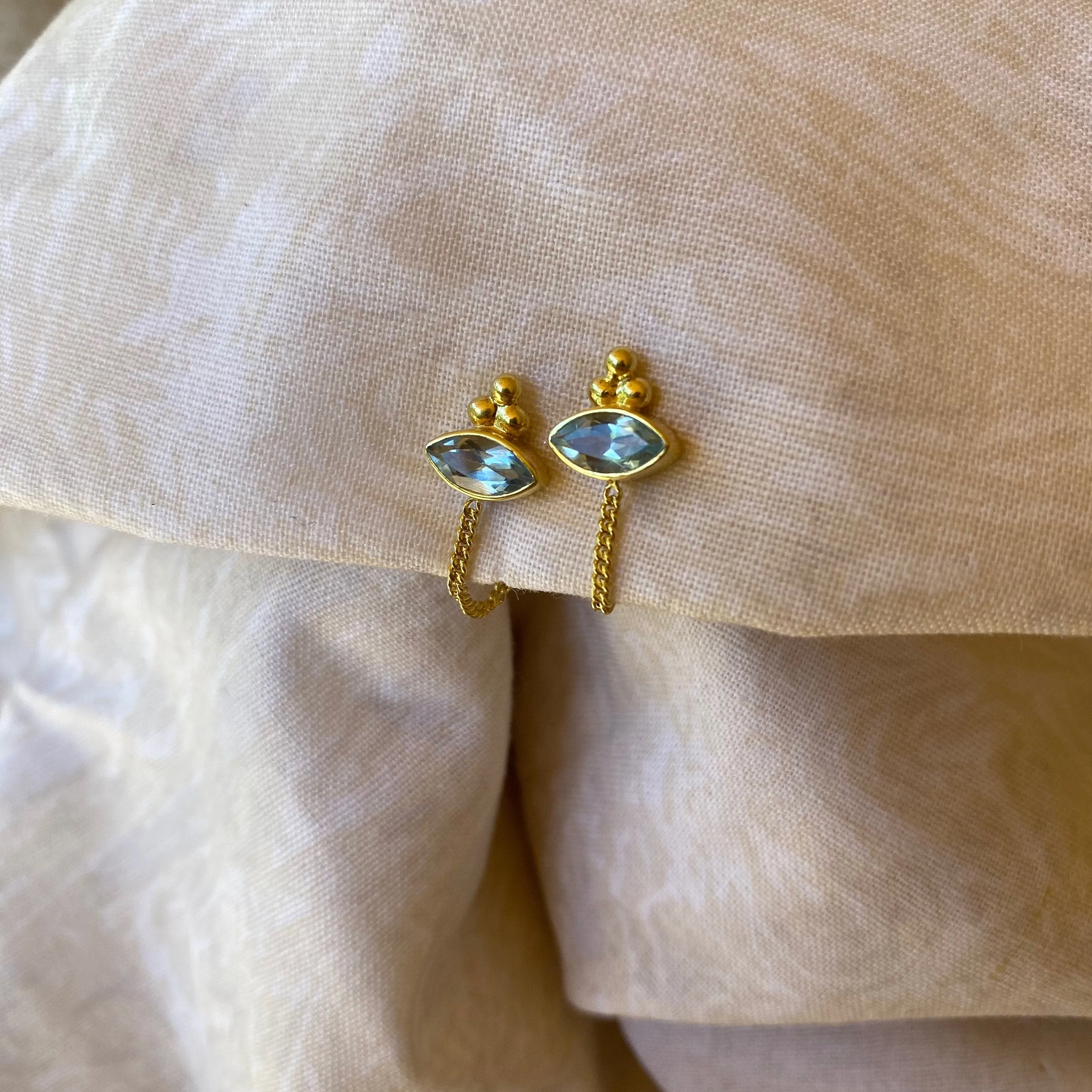 Ophelia Eye Gold Blue Topaz Earrings