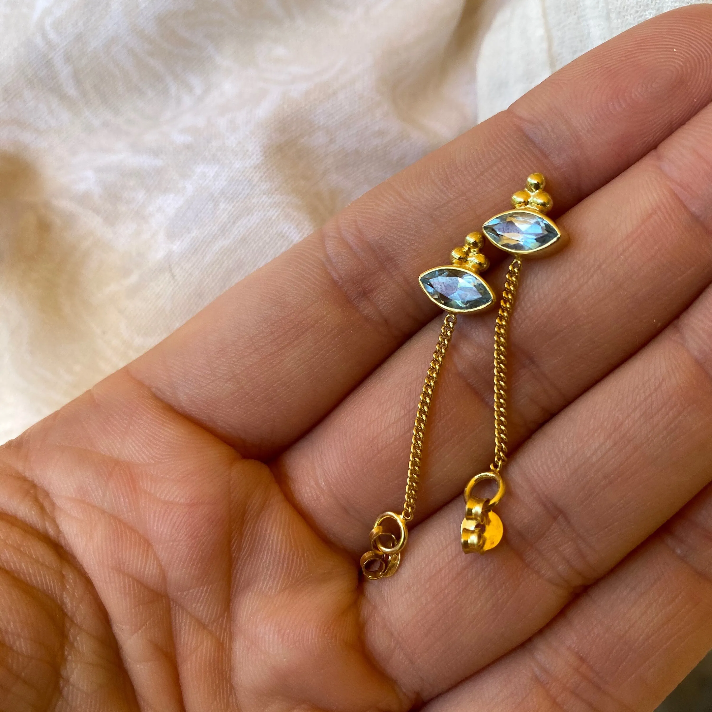 Ophelia Eye Gold Blue Topaz Earrings