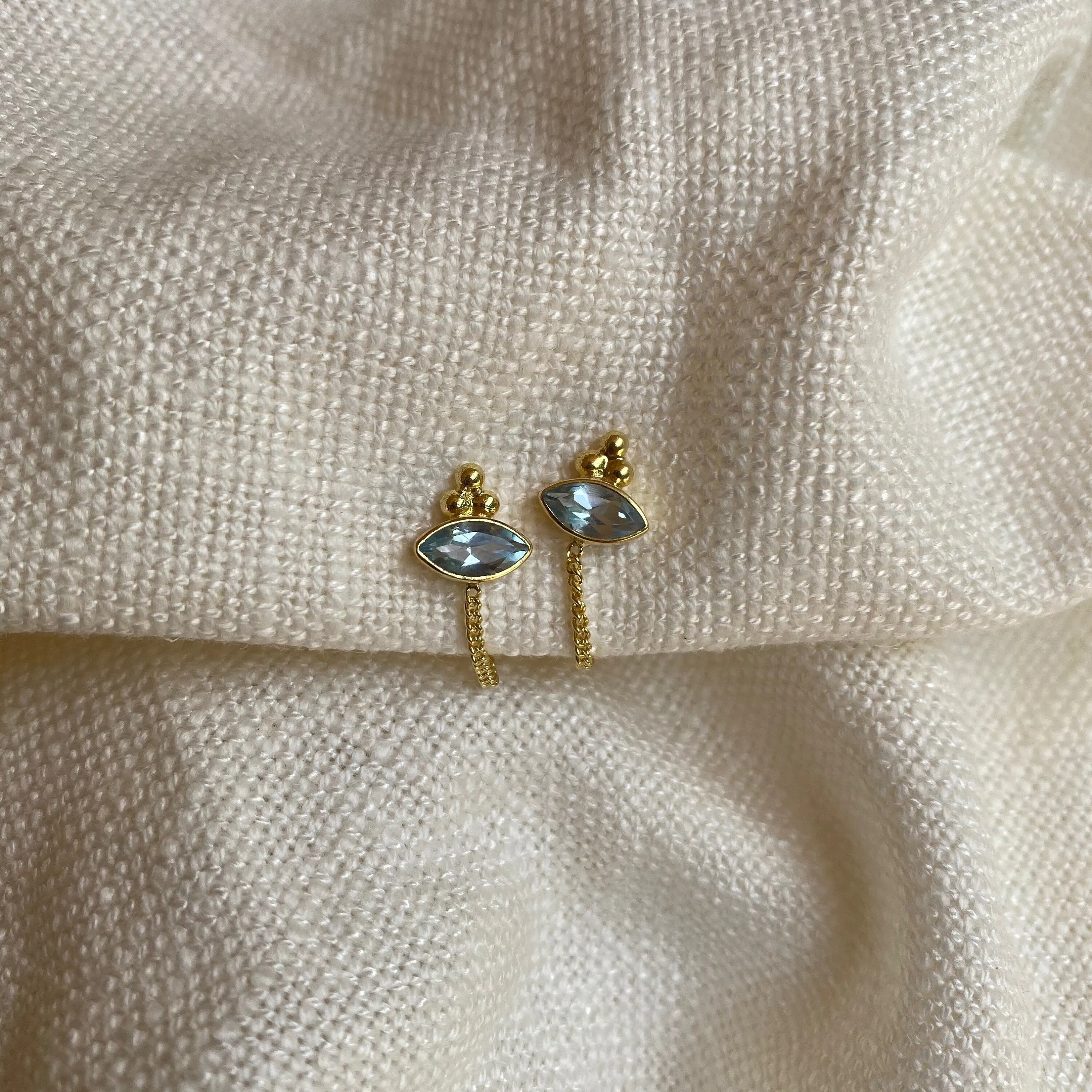 Ophelia Eye Gold Blue Topaz Earrings