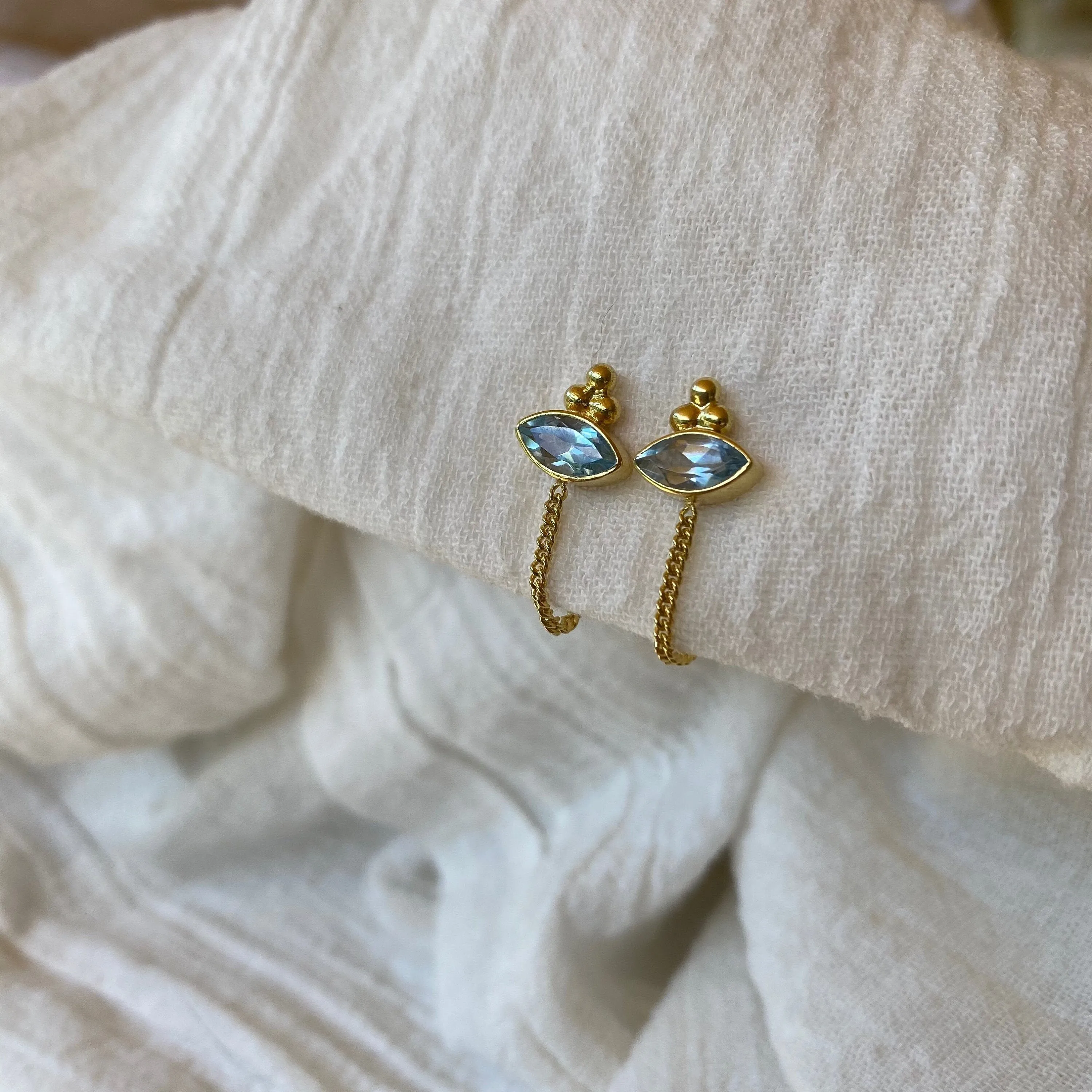 Ophelia Eye Gold Blue Topaz Earrings