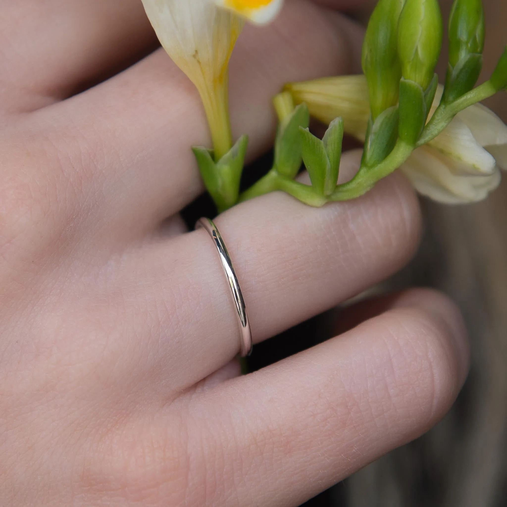 Plain and Beaded 1.5mm Sterling Silver Bands