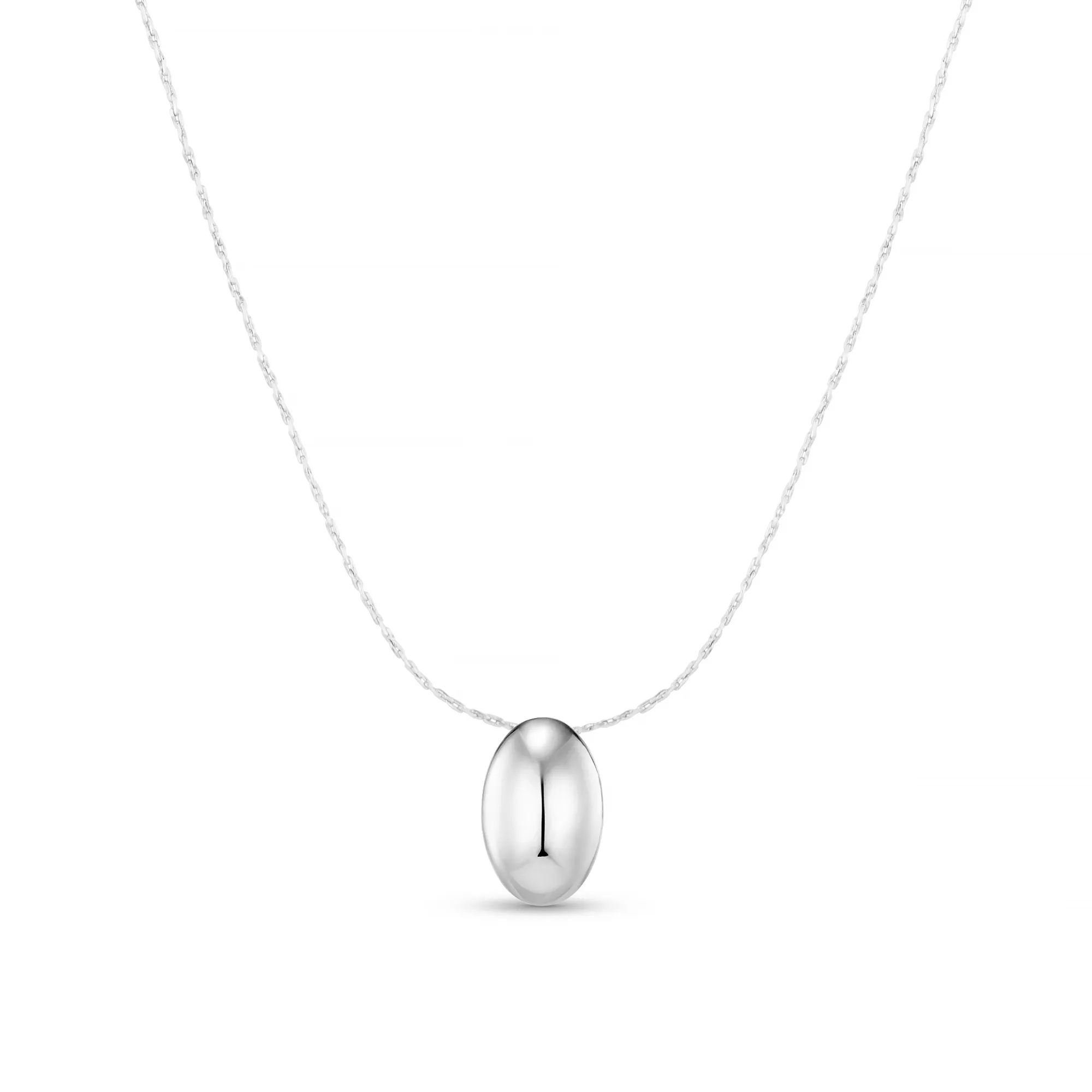 Polished Drop Chain Necklace - Silver