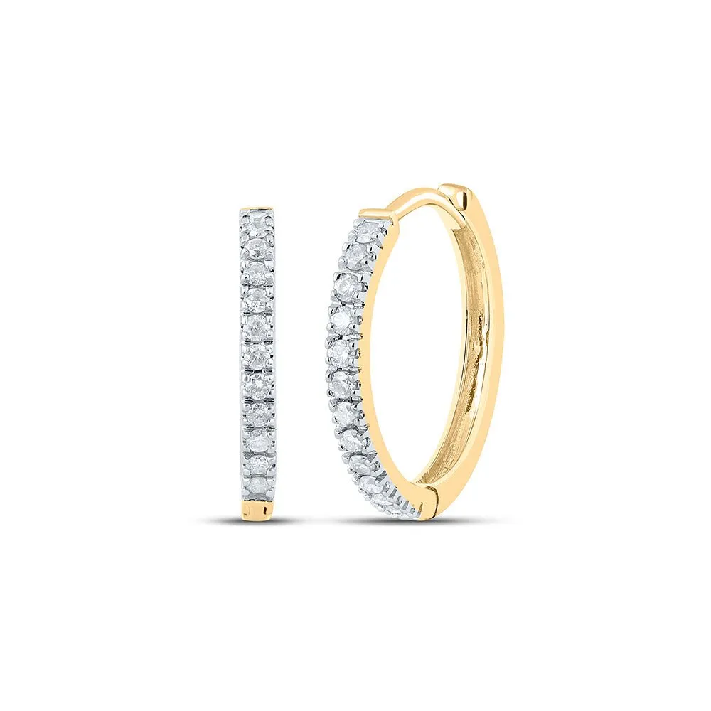 Radiant Brilliance: 10kt Yellow Gold Womens Round Diamond Hoop Earrings 1/2 Cttw