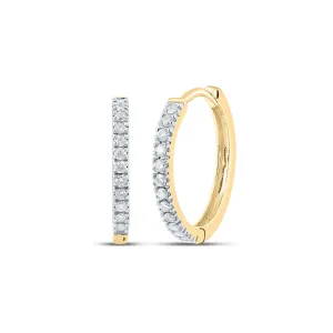 Radiant Brilliance: 10kt Yellow Gold Womens Round Diamond Hoop Earrings 1/2 Cttw