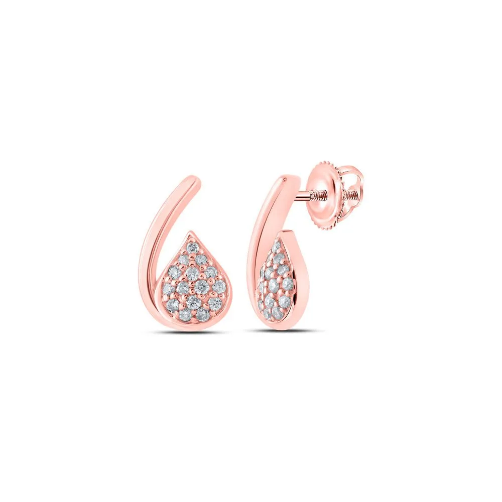 Radiant Rose Gold Diamond Cluster Earrings - Captivating Brilliance in 10kt Gold