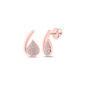 Radiant Rose Gold Diamond Cluster Earrings - Captivating Brilliance in 10kt Gold