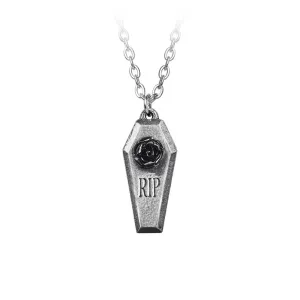 RIP Coffin And Rose Pendant