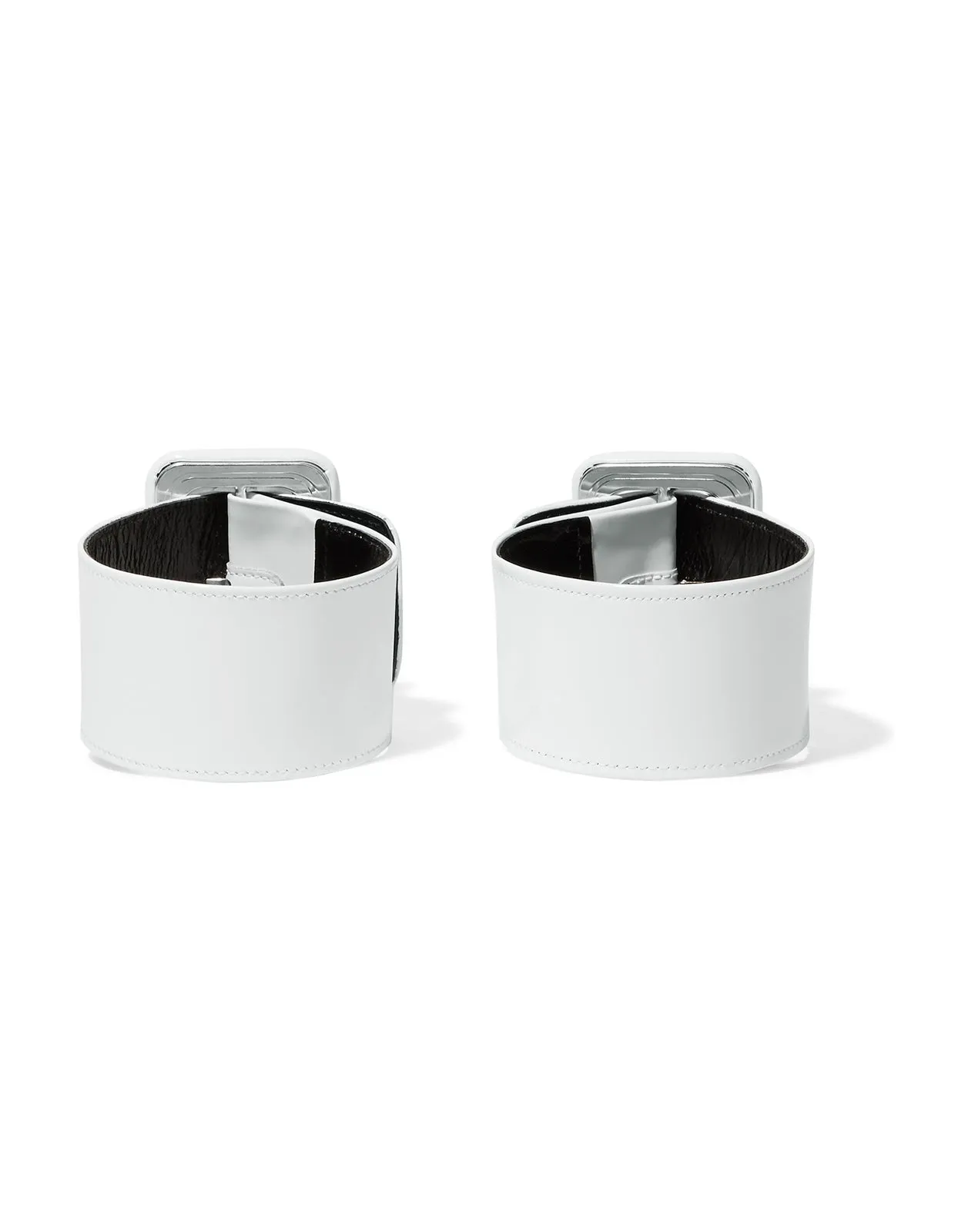 RRP €290 ATTICO Patent Leather Anklets / Cuffs Wide Pin Buckle Made in Italy