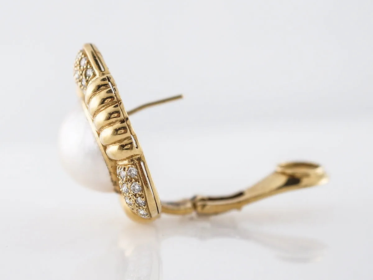 **RTV 1/10/19**Earrings Modern Mabe Pearl & 1.35 Round Brilliant Cut Diamonds in 18K Yellow Gold